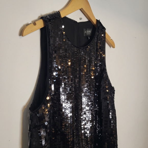 J. Crew Women's Black Sleeveless Polyester Glitter Sequin Shell Top Size Medium - Picture 3 of 8
